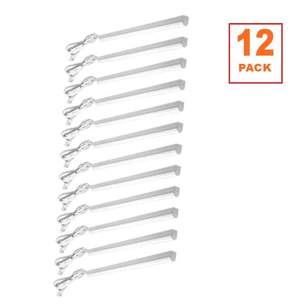 12-Pack 4 ft. Garage LED Linkable Strip Light Fixture Plug-in Hardwire 1800 Lumens 20-Watt 4000K Bright White Power Cord