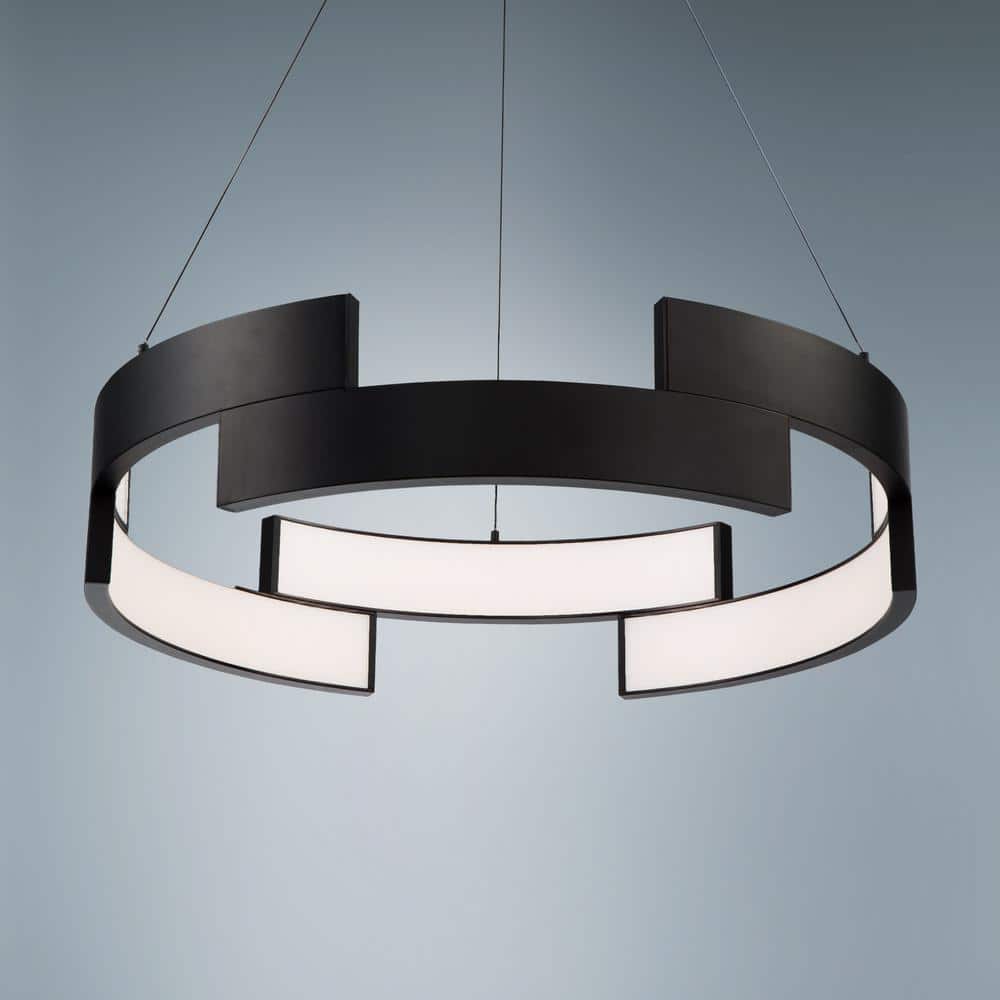 Sleek 38" Black Aluminum LED Pendant with Adjustable Height