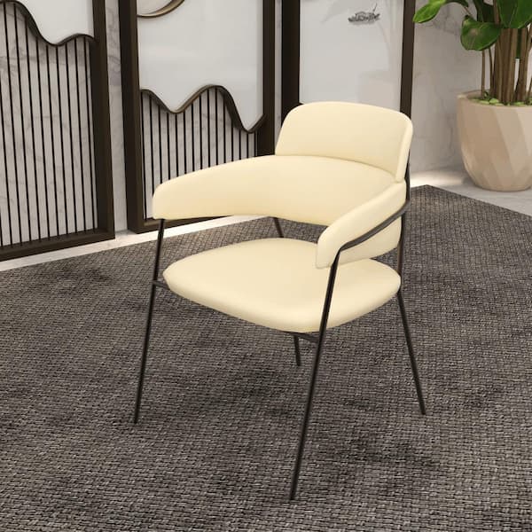 Leisuremod Upholstered Dining Chair in Velvet with Powder-Coated Stainless Steel Legs Axis Collection in Beige