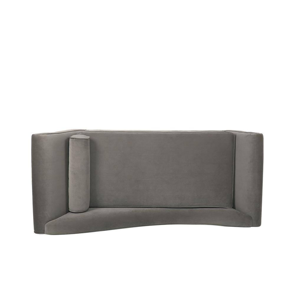 Taupe Velvet Chaise Lounge with Flared Arms