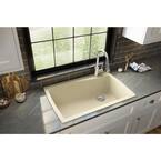 Drop-In Quartz Composite 34 in. 1-Hole Single Bowl Kitchen Sink in Bisque
