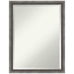 Burnished Concrete Narrow 20.25 in. x 26.25 in. Beveled Modern Rectangle Wood Framed Wall Mirror in Gray