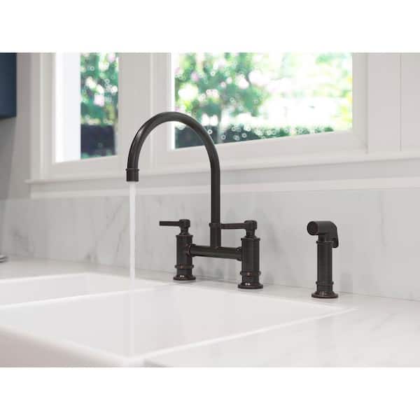 Pfister Port Haven Tuscan Bronze 2-Handle Deck-Mount High-Arc Handle Kitchen Faucet Pfister Port Haven Tuscan Bronze 2-Handle Deck-Mount High-Arc Handle Kitchen Faucet