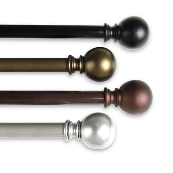 Rod Desyne 5/8" Dia Adjustable 48-84" Luna Curtain Rod with Luna Finials in Anituqe Light Gold