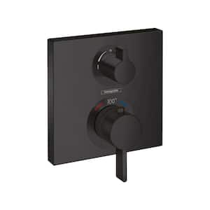 Ecostat Square 2-Handle Wall Mount Shower Trim Kit in Matte Black Valve Not Included