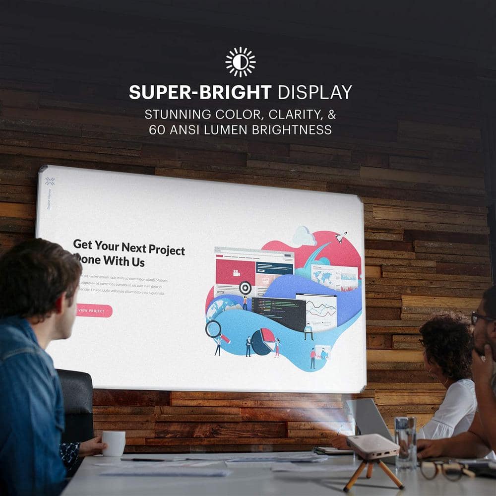 White Ultra Mini Pocket DLP Projector with Wi-Fi and HDMI