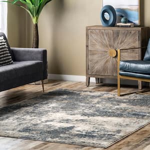 Annora Blue 6 ft. 7 in. x 9 ft. Abstract Indoor Area Rug