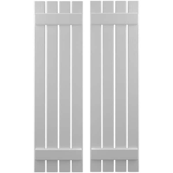 Ekena Millwork 15-1/2 in. W x 38 in. H Americraft 4-Board Exterior Real Wood Spaced Board and Batten Shutters in Primed