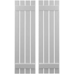 15-1/2 in. W x 77 in. H Americraft 4-Board Exterior Real Wood Spaced Board and Batten Shutters in Primed