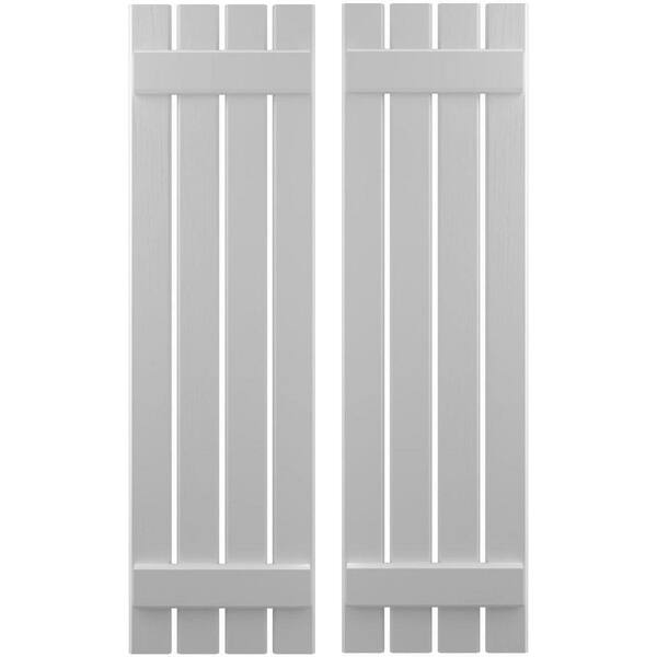 Ekena Millwork 15-1/2 in. W x 77 in. H Americraft 4-Board Exterior Real Wood Spaced Board and Batten Shutters in Primed