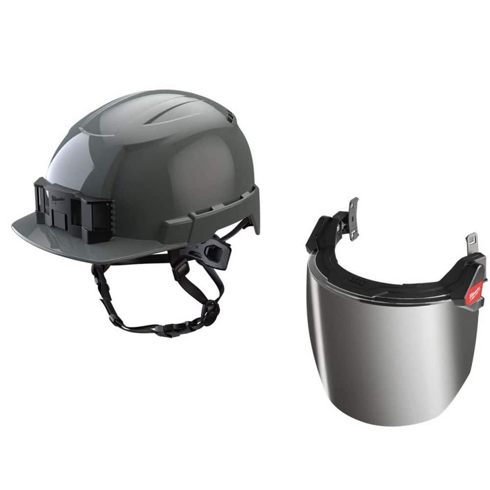 BOLT Gray Type 2 Class E Front Brim Non-Vented Safety Helmet w/ BOLT Mirrored Dual Coat Lens Full Face Shield price history on PriceWatchPro