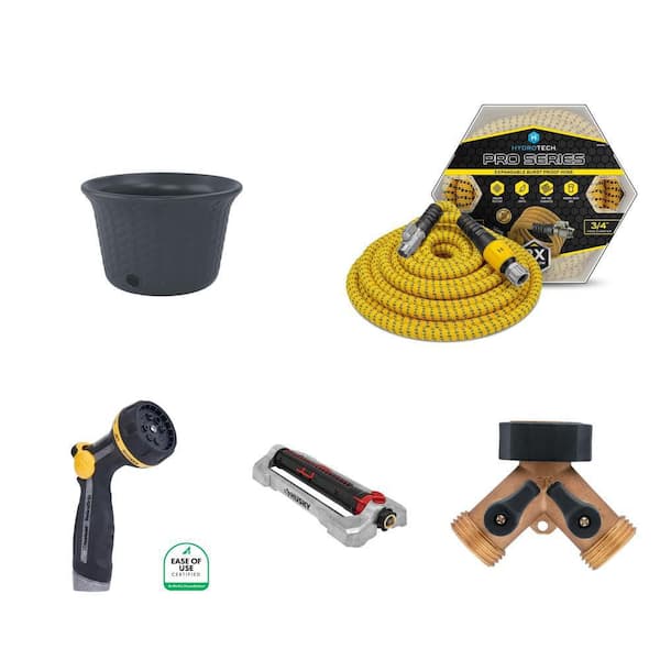 100 ft. Hose Pot, Expandable Hose, Nozzle, Sprinkler and Adapter