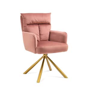 Pink Velvet Upholstery Swivel Accent Chair Arm Chair Set of 1 with Metal Legs