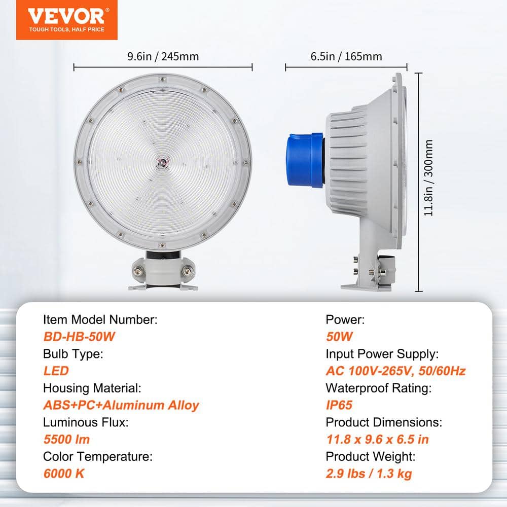 50W Silver LED Barn Light with Dusk to Dawn Sensor