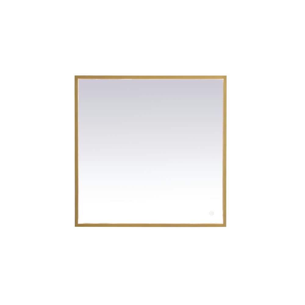 Timeless Home 30 in. W x 30 in. H Aluminum Brass LED Mirror
