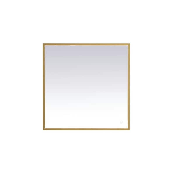 Unbranded Timeless Home 30 in. W x 30 in. H Aluminum Brass LED Mirror