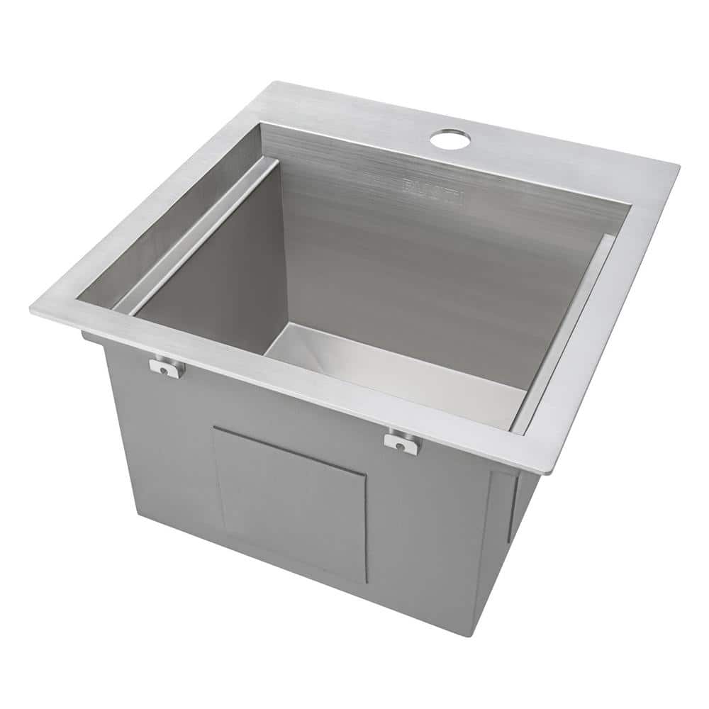 Ruvati 15'' Stainless Steel Workstation Sink with Sapele Wood Cutting Board