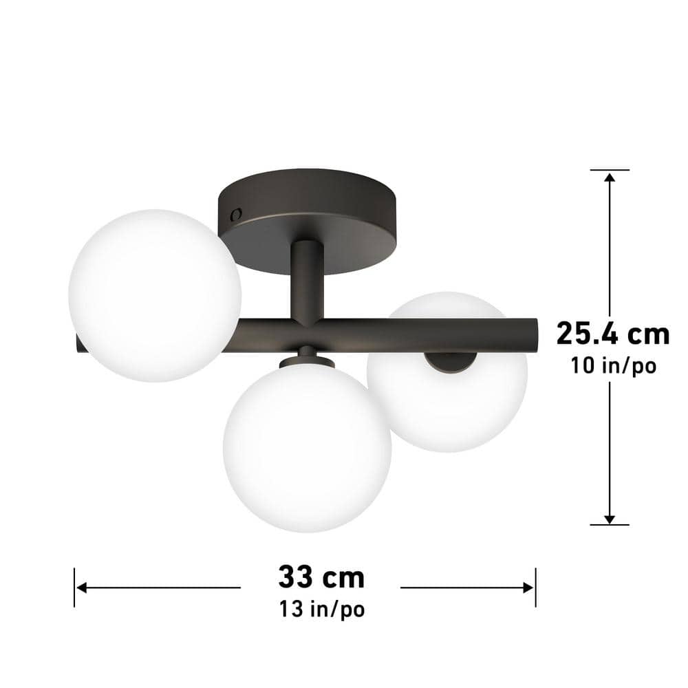 Bloom Modern Black LED Ceiling Light with Frosted Glass Globes