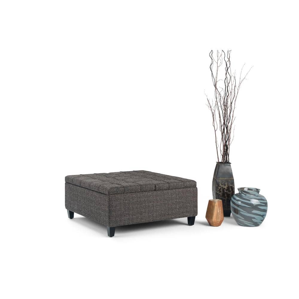 Harrison Dark Grey Tufted Cocktail Storage Ottoman