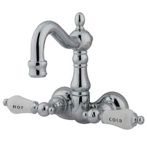 Vintage 3-3/8 in. 2-Handle Wall Mount Claw Foot Tub Faucet in Polished Chrome