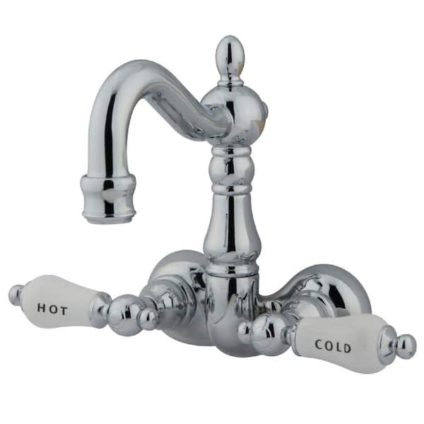Kingston Brass Vintage 3-3/8 in. 2-Handle Wall Mount Claw Foot Tub Faucet in Polished Chrome