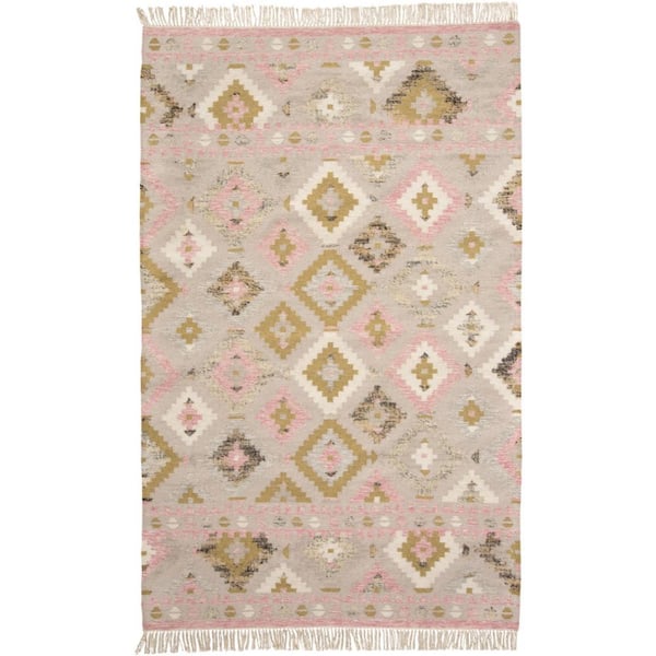 10 ft. x 14 ft. Pink and Gold Geometric Area Rug