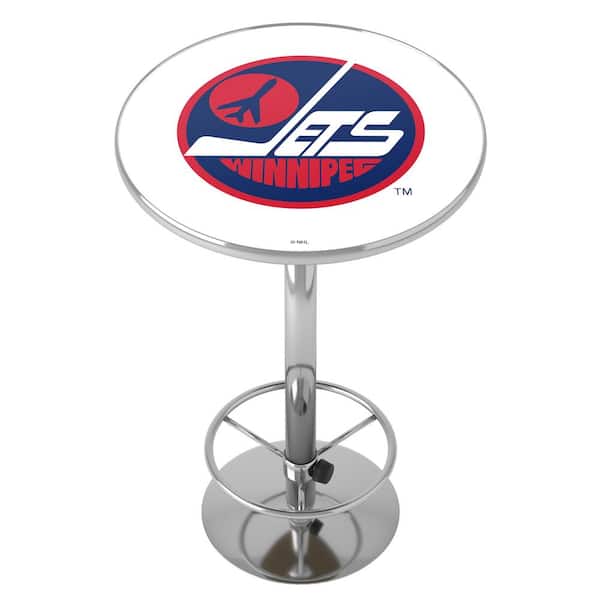 Unbranded Winnipeg Jets Vintage 27 in. Chrome Round Table Top with Adjustable Foot Rest