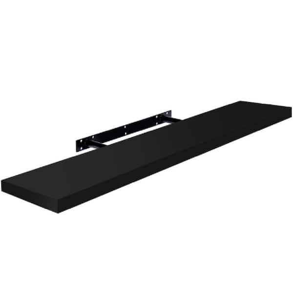 35-inch Medium Floating Wall Mounted Shelves, Invisible Brackets – Room Decor, Kitchen, Bathroom - 1-Piece, Black