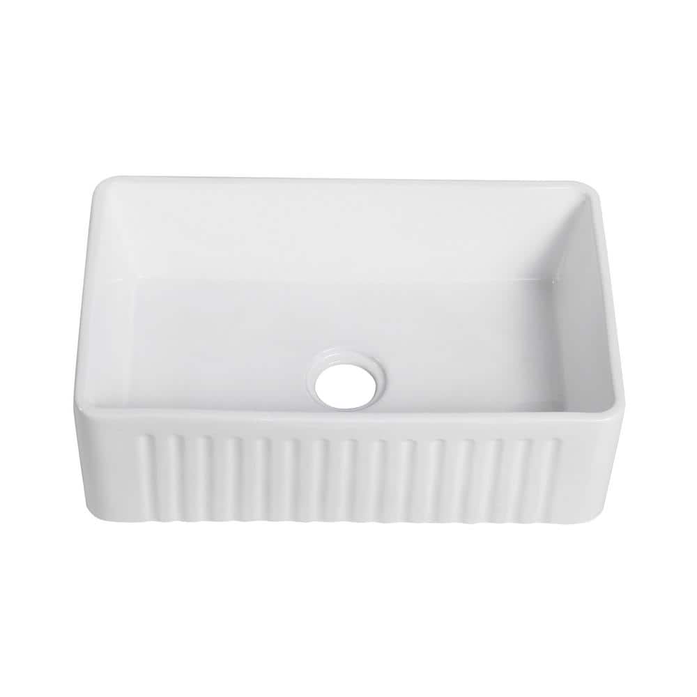 Calabria 30'' White Fireclay Farmhouse Kitchen Sink