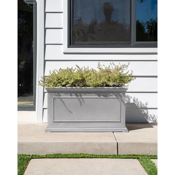 Brixton Series 33 in. L Gray Plastic Planter
