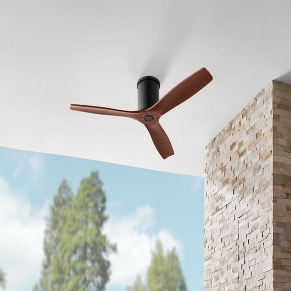 Sofia Hugger 52 in. Indoor/Covered Outdoor Matte Black DC Motor Ceiling Fan with Solid Wood Blades and Remote Included