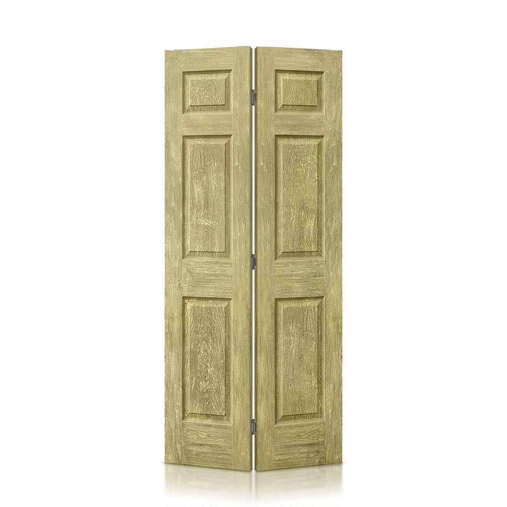 36 in. x 84 in. Hollow Core Antique Gold Stain 6 Panel MDF Composite Bi-Fold Closet Door with Hardware Kit price history on PriceWatchPro