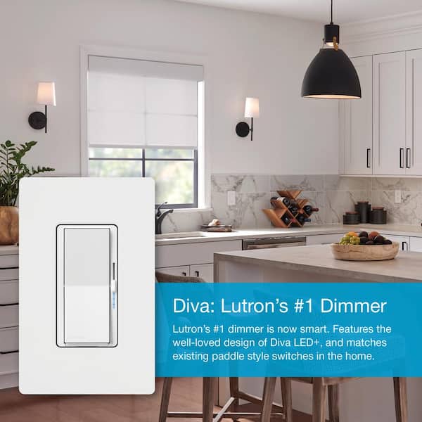 Lutron - Diva Smart Dimmer Switch Starter Kit for Caseta Smart Lighting, with Smart Hub + Pico Remote, 150-Watt LED (DVRF-BDG-1D)