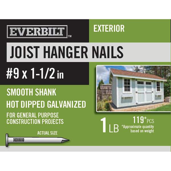 Everbilt #9 1-1/2 in. Joist Hanger Nails Hot Dipped Galvanized 1 lb (Approximately 119 Pieces)