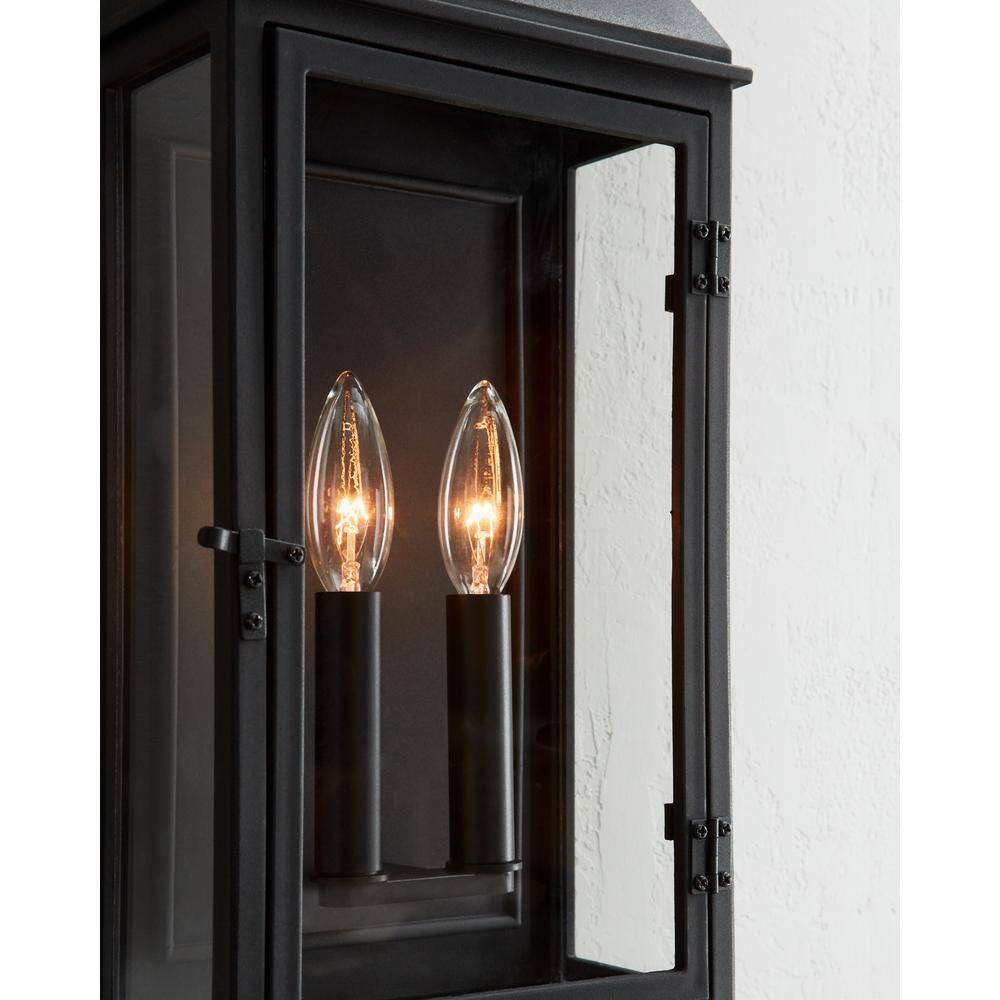 Black Aluminum 2-Light Outdoor Wall Lantern