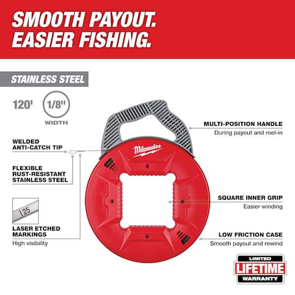 120 ft. x 1/8 in. Stainless Steel Fish Tape