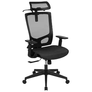 Layla Mesh Headrest Ergonomic Office Chair in Black with Adjustable Arms