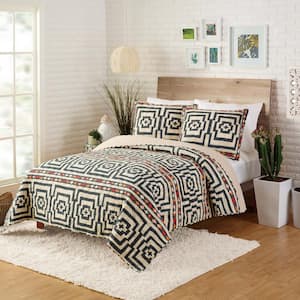 Hypnotic by Justina Blankeney Black Cotton King Quilt (Set of 3)