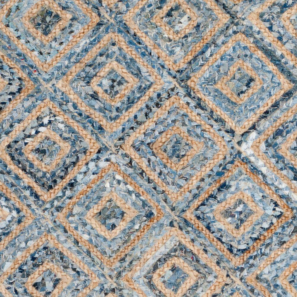 Natural Blue Geometric Jute Area Rug 5' x 8'