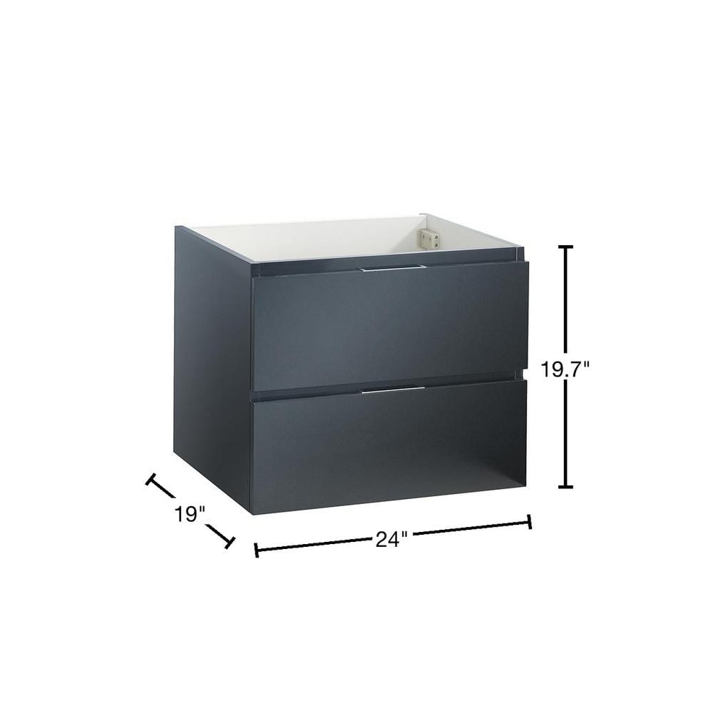 Valencia 24" Glossy Gray MDF Wall-Mount Vanity Base