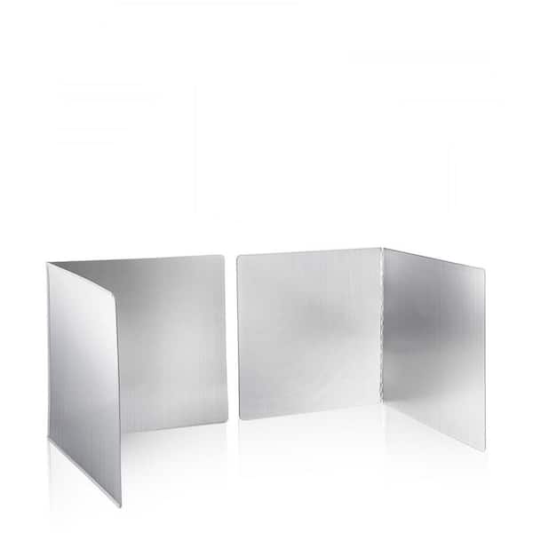 2-PiecesStainless Steel Foldable Grease Splatter Guard Oil Splash Protection Cooking Backsplash Panel Screen