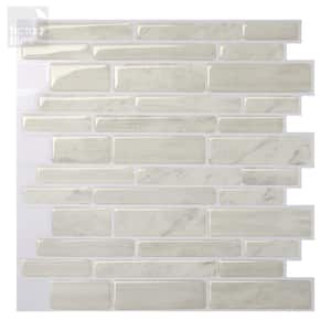 Polito White 10 in. W x 10 in. H Light Gray PVC Peel and Stick Decorative Mosaic Wall Tile Backsplash (10-Tiles)