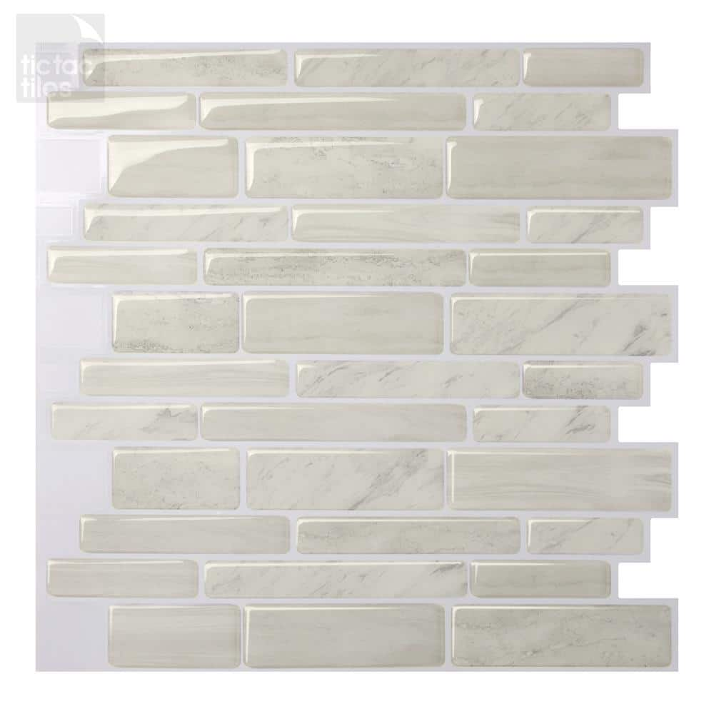 Tic Tac Tiles Polito White 10 in. W x 10 in. H Peel and Stick Self-Adhesive  Decorative Mosaic Wall Tile Backsplash (5-Tiles) HD-BRS11-5 - The Home ...