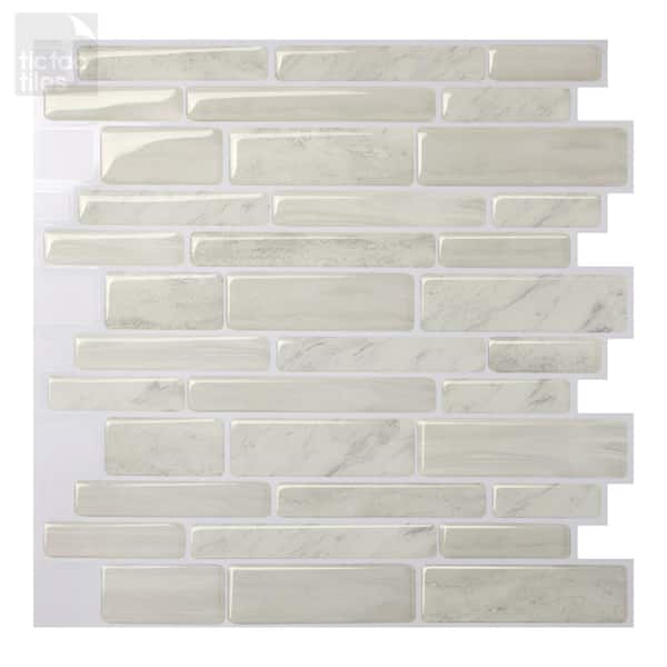 Tic Tac Tiles Polito White 10 in. W x 10 in. H Peel and Stick Self-Adhesive Decorative Mosaic Wall Tile Backsplash (5-Tiles)