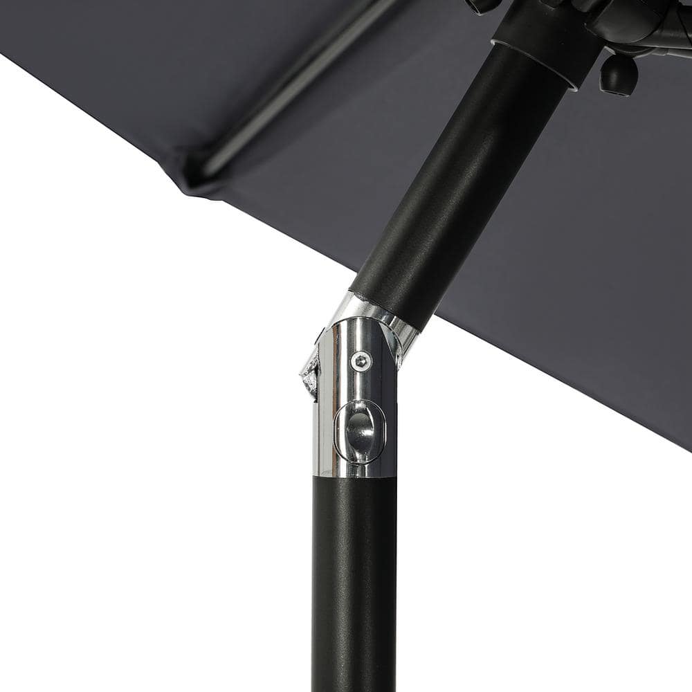 Slate Gray 7.5-ft Hexagon Steel Market Patio Umbrella