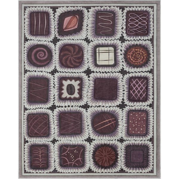 Apollo Chocolate Box Modern Valentine's Day Brown 7 ft. 7 in. x 9 ft. 10 in. Area Rug