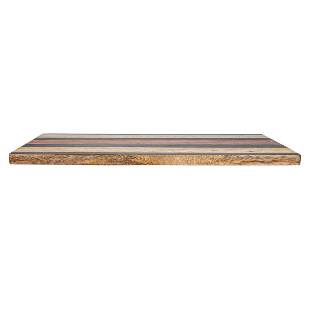 Natural and Black Mango Wood Rectangular Cheese and Cutting Board