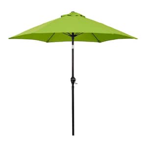 7.5 ft. Aluminum Market Patio Umbrella with Fiberglass Ribs and Crank Lift in Lime Green Polyester
