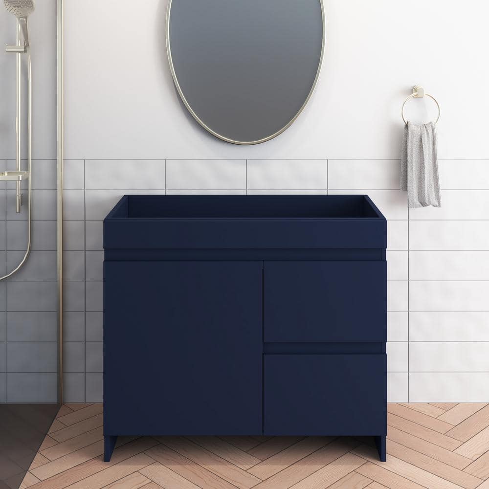 Mace 40 in W x 18 in. D x 34 In.H Bath Vanity Cabinet without Top in Navy with Right-Side Drawers price history on PriceWatchPro