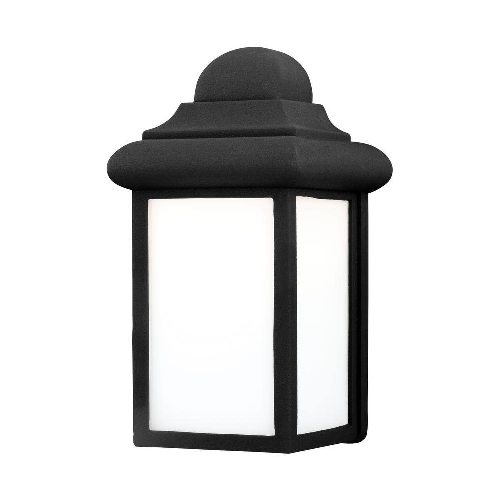 Black Bronze Outdoor Lantern Sconce with White Glass Shade